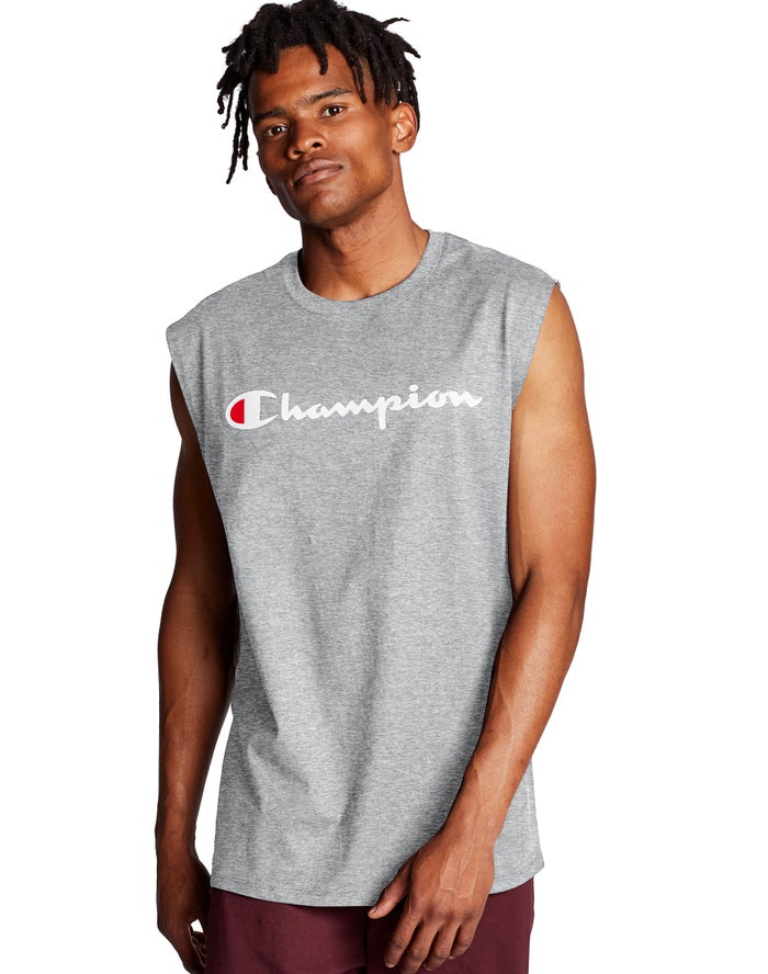 Champion Classic Jersey Script Logo - Miesten Harmaat Hihaton Paita - Suomi 4265879-XU